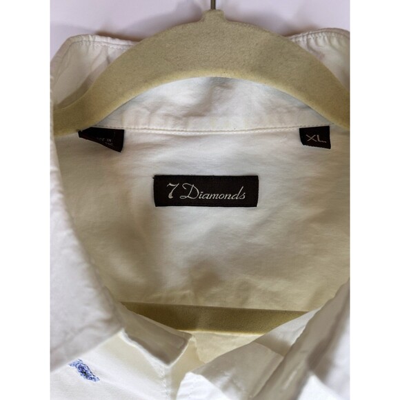 7 Diamonds Embroidered Mens Off White Button Down LS Shirt Size XL - Picture 4 of 10